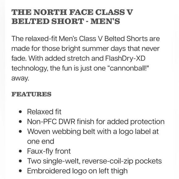 The North Face Belted Unlined Swim Shorts Men’s Medium Blue Outdoors Summer - Picture 4 of 13